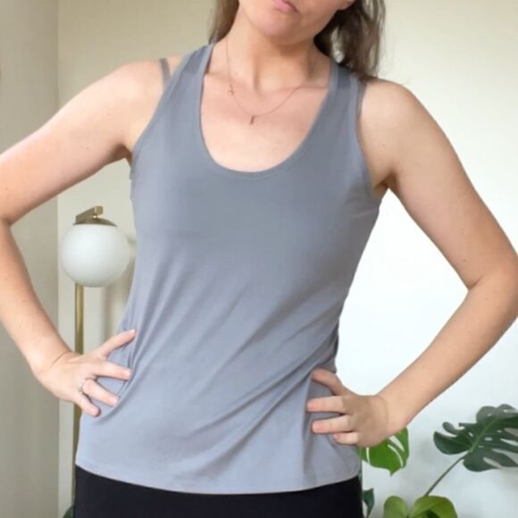 Vassarette Women's Lacy Back Racerback Tank Tiffany Silver XLarge - Picture 8 of 10